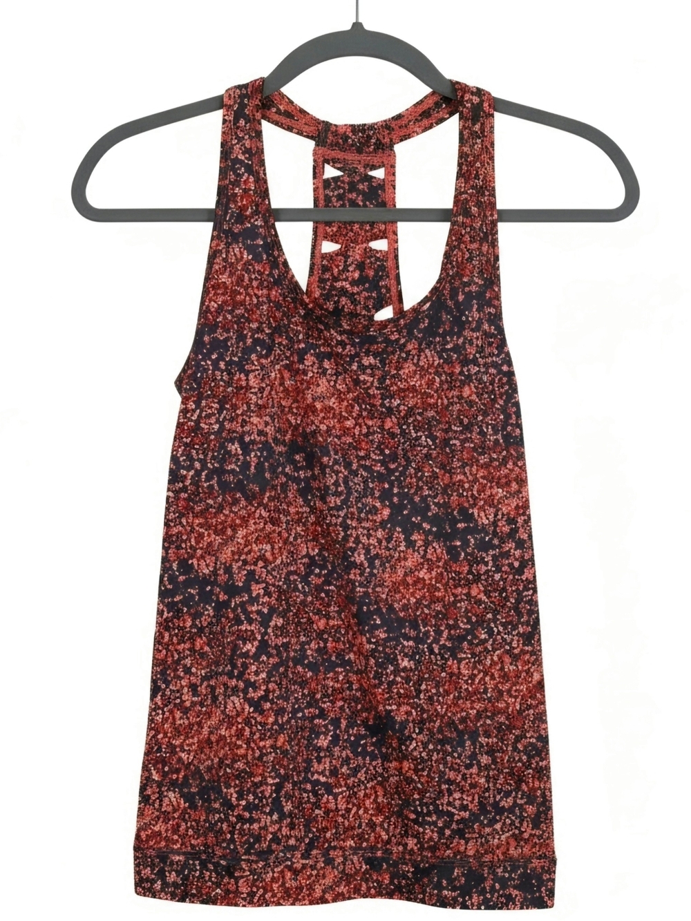 Athleta Tank Coral Sizzle Top W/bra Printed XO Racerback Gym Workout Top Size S
